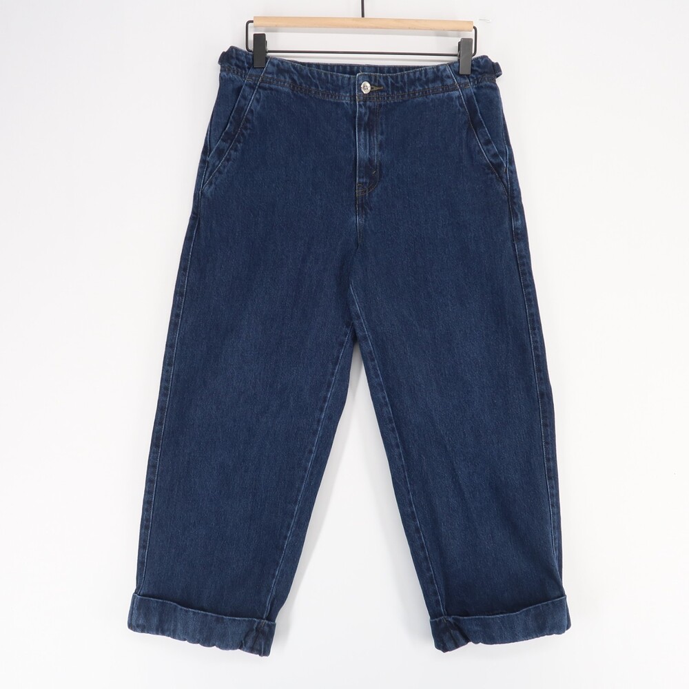 Vintage Levis Jeans Womens 8 Dark‎ Blue Wide Leg Cropped High Rise Cuffed Y2K